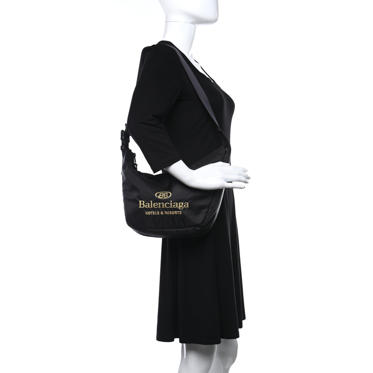 Nylon Hotel Sling Bag Black