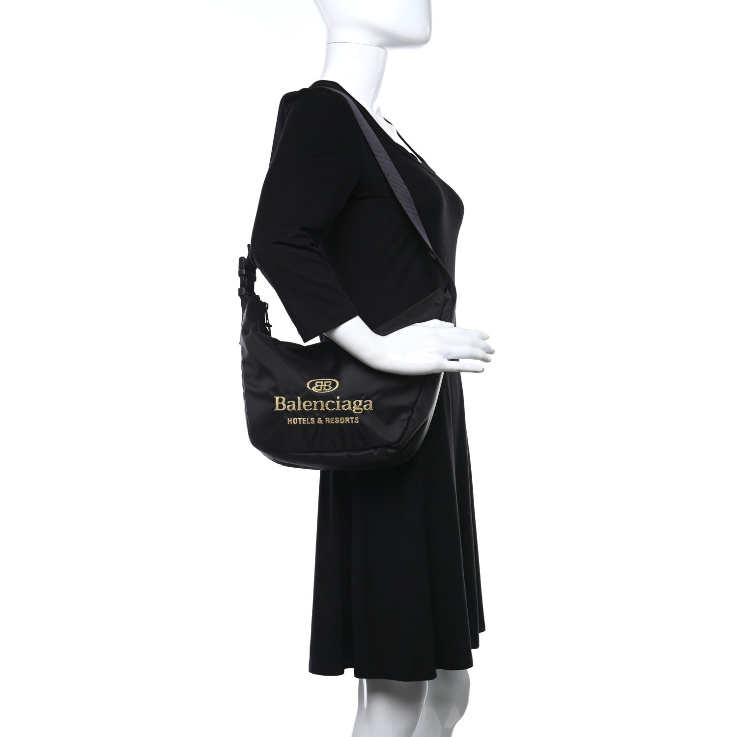 Balenciaga Nylon Hotel Sling Bag Black 2 of 9