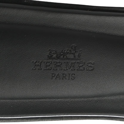 Hermes Box Calfskin Oran Sandals 37 Black 7 of 9