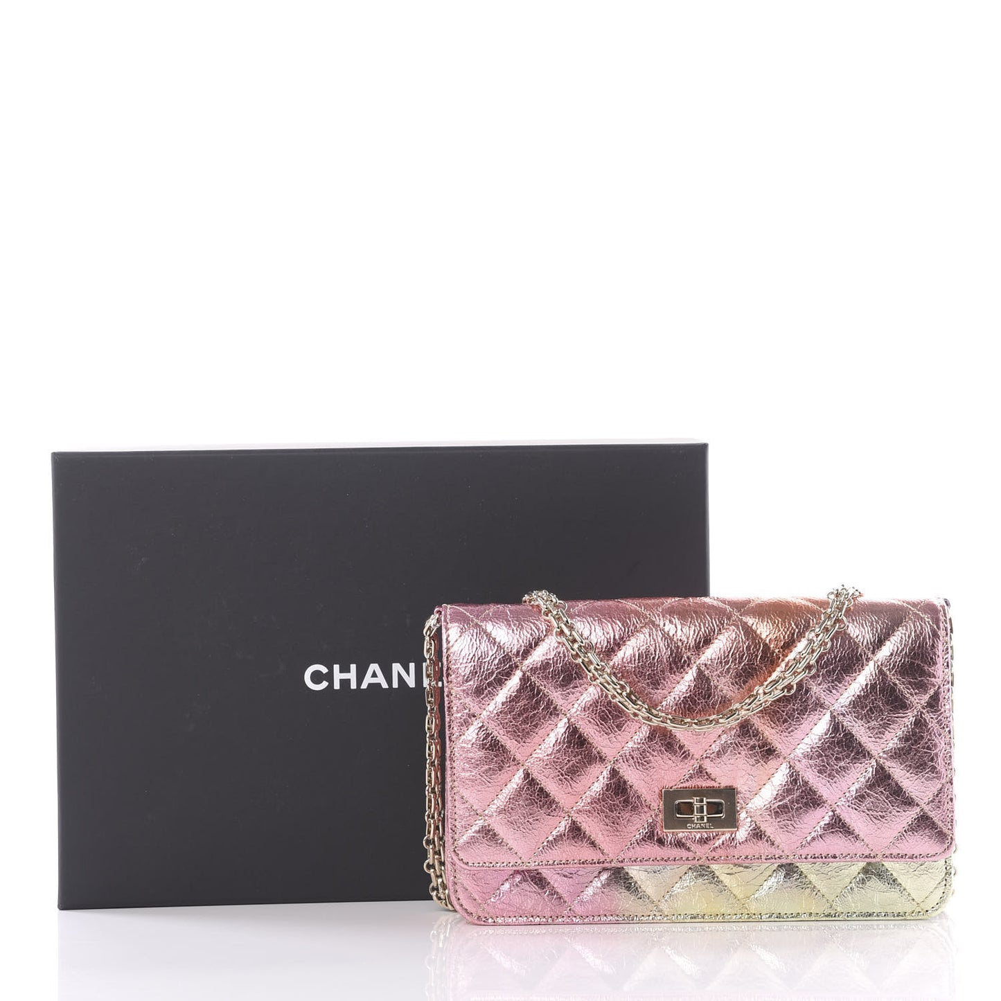 Metallic Goatskin Quilted 2.55 Reissue Wallet on Chain WOC Multicolor