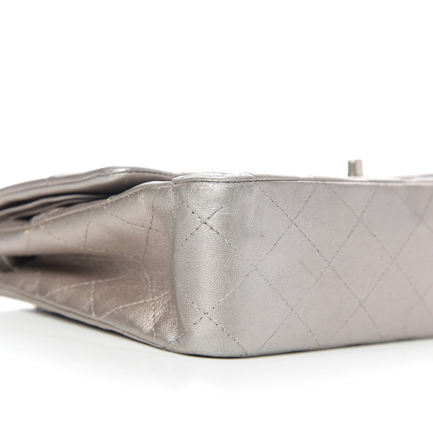 Chanel Metallic Lambskin Quilted Medium Double Flap Silver 7 of 9
