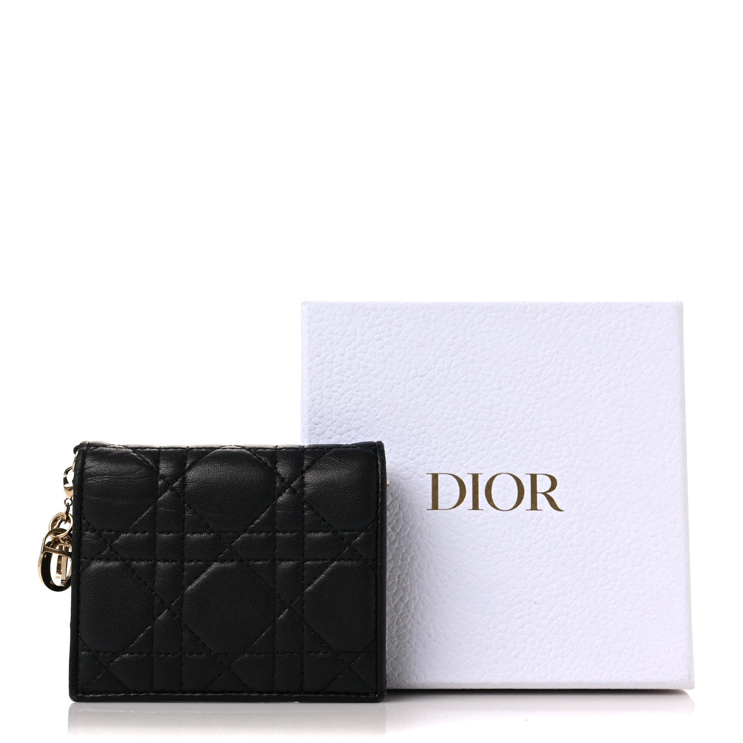 Christian Dior Lambskin Cannage Mini Lady Dior Wallet Black 9 of 9