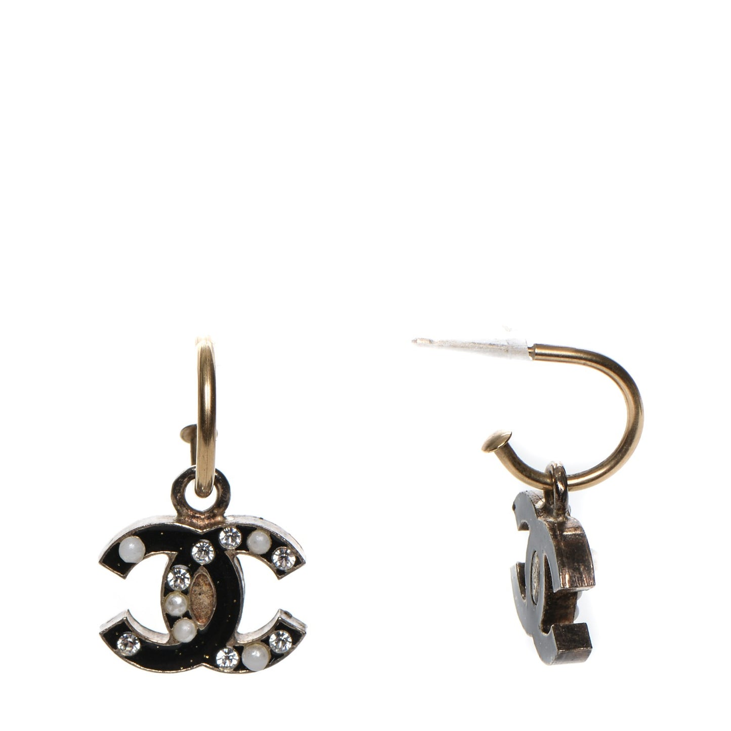 Resin CC Dangle Earrings Black