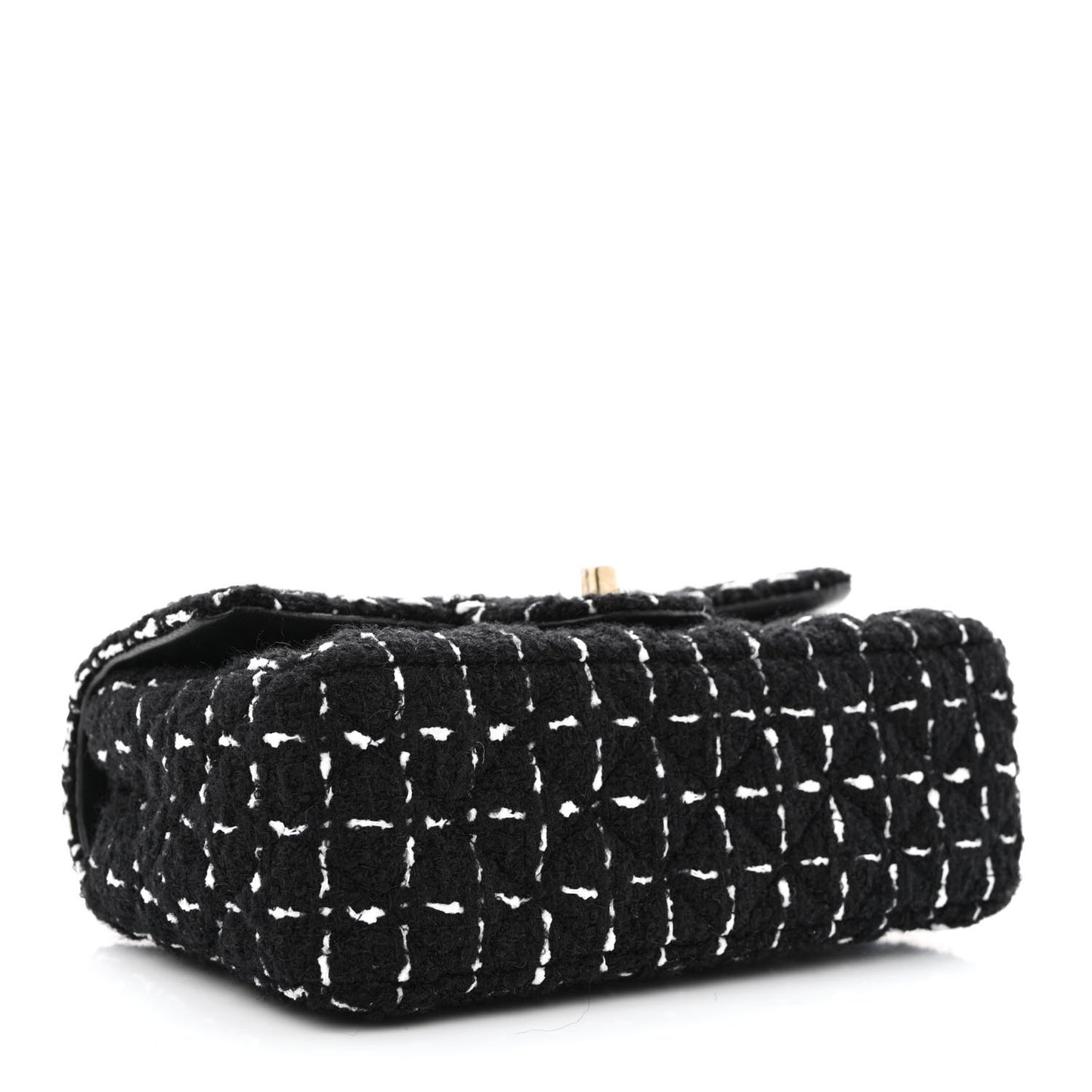 Tweed Quilted Mini Rectangular Flap Black White