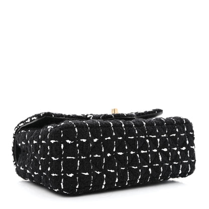 Chanel Tweed Quilted Mini Rectangular Flap Black White 4 of 11