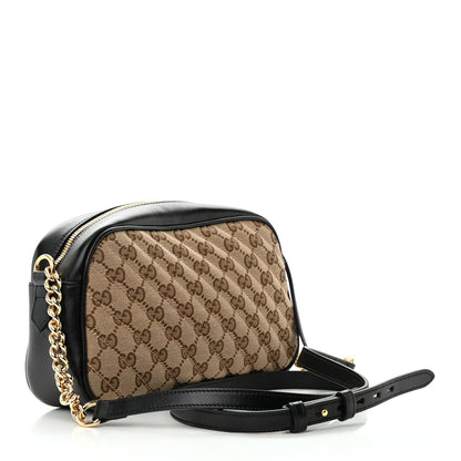 Gucci Monogram Matelasse Diagonal Small GG Marmont Chain Shoulder Bag Beige Black 3 of 14