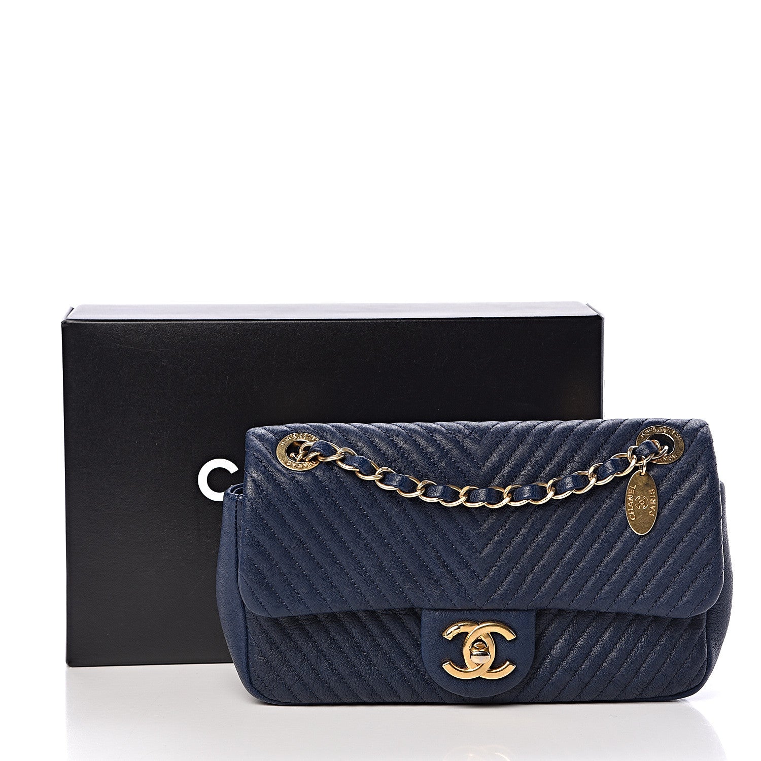 Chanel Lambskin Chevron Quilted Small Flap Navy 11 of 11