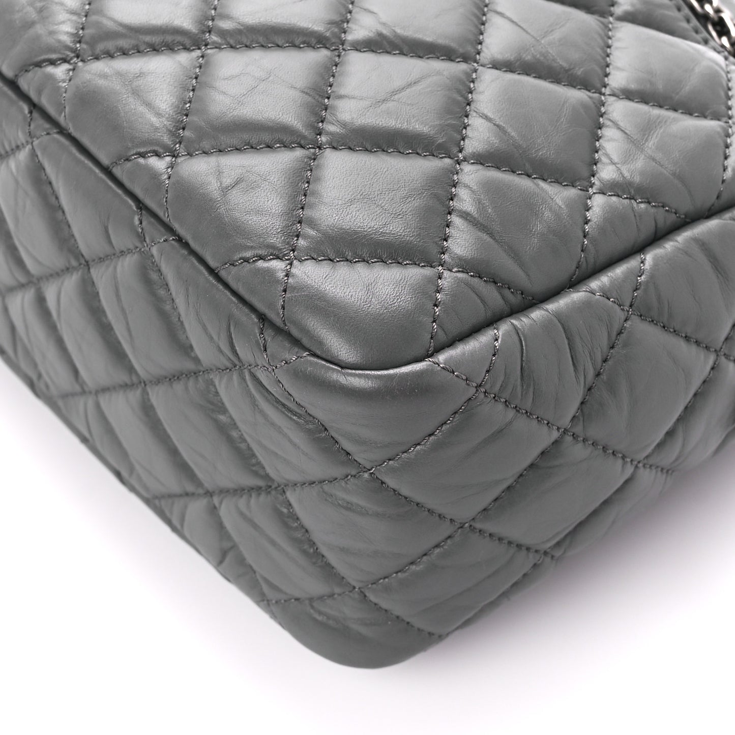 Aged Calfskin Quilted Medium Reissue Camera Case Grey