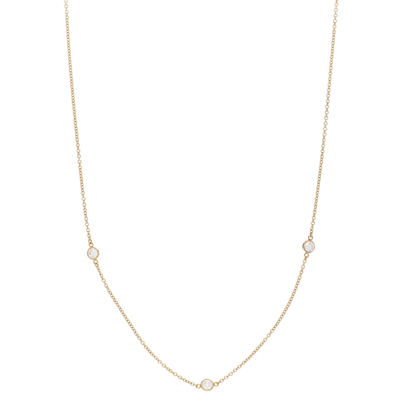 18K Yellow Gold Elsa Peretti Diamonds by the Yard 3 Station Necklace