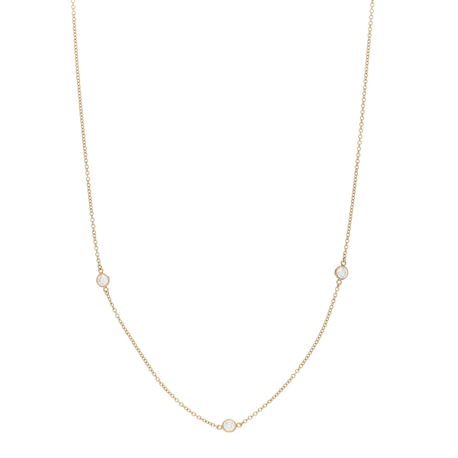 Tiffany 18K Yellow Gold Elsa Peretti Diamonds by the Yard 3 Station Necklace 1 of 5