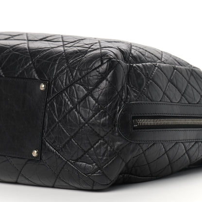 Chanel Aged Calfskin Quilted Large Secret Tag Bowling Bag Black 9 of 12