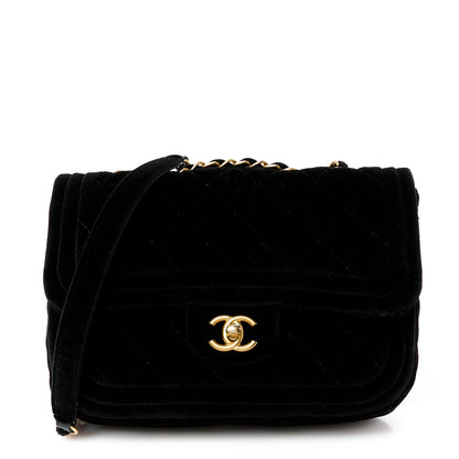 Chanel Velvet Quilted Double Frame Flap Black 1 of 11