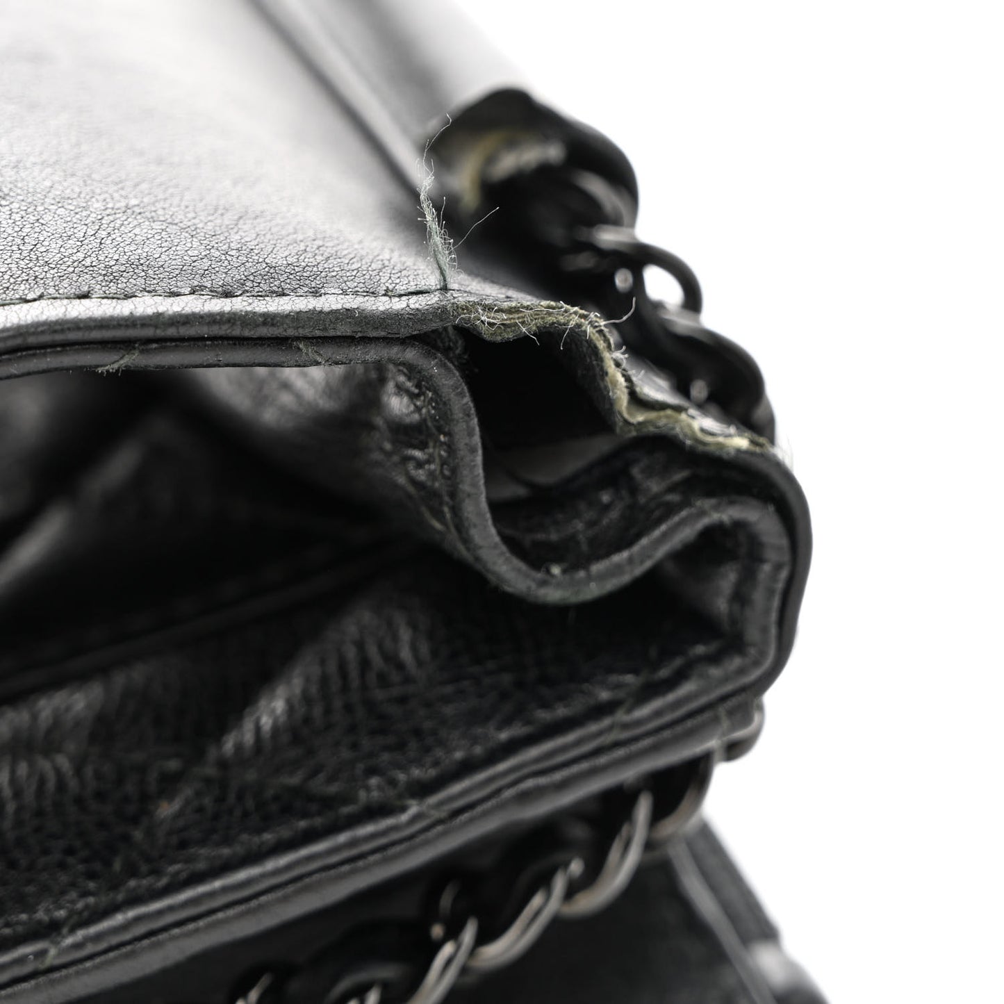 Crumpled Calfskin Quilted Wallet On Chain WOC So Black