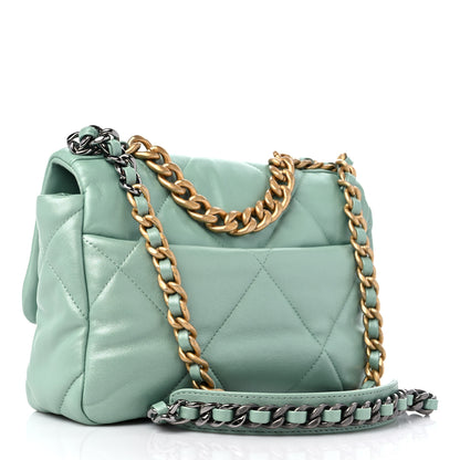 Chanel Goatskin Quilted Medium Chanel 19 Flap Light Blue 3 of 9