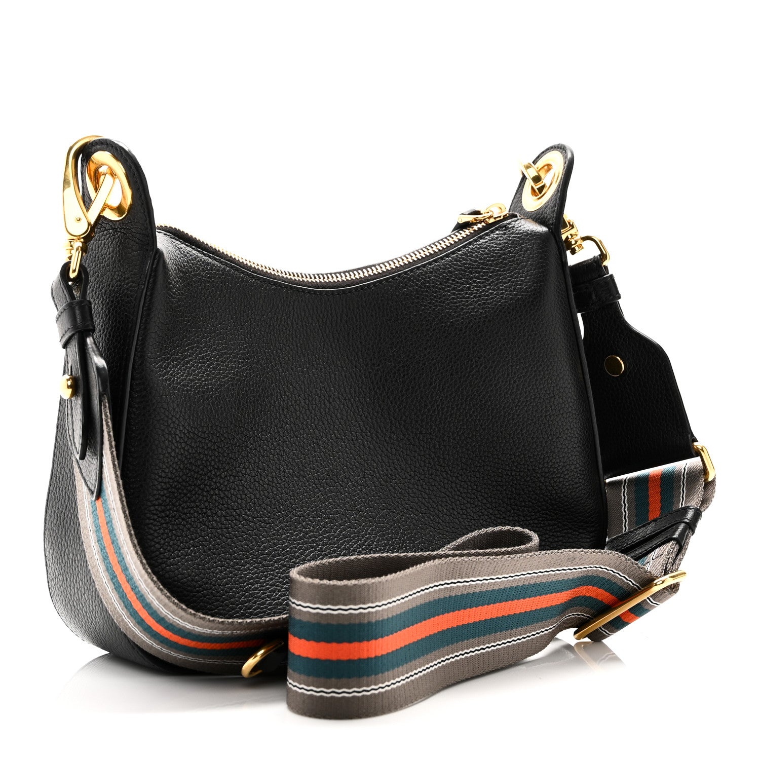 Prada Vitello Phenix Small Zippered Messenger Hobo Black 3 of 9