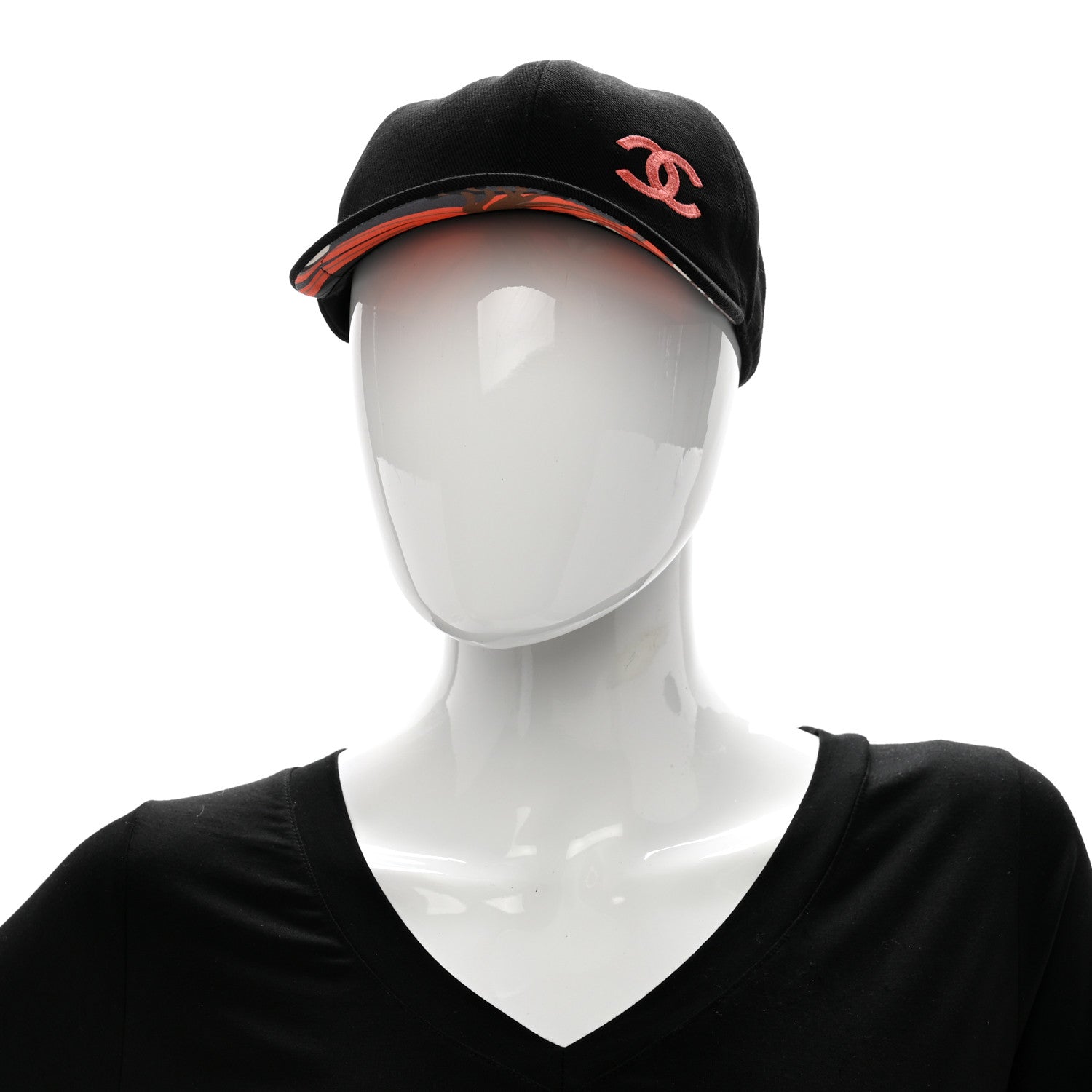 Chanel Cotton CC Cap Hat Black Coral 2 of 8
