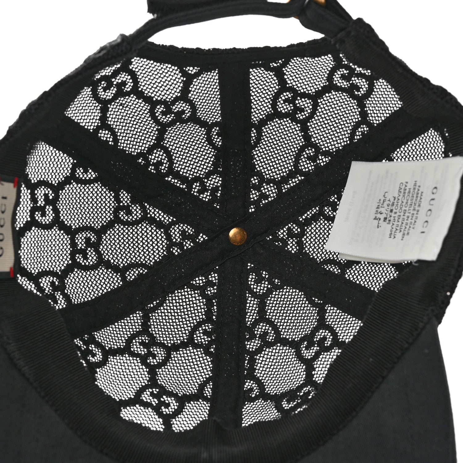 Gucci Mesh GG Monogram Embroidered Shivali Baseball Hat S 56 Black 7 of 10