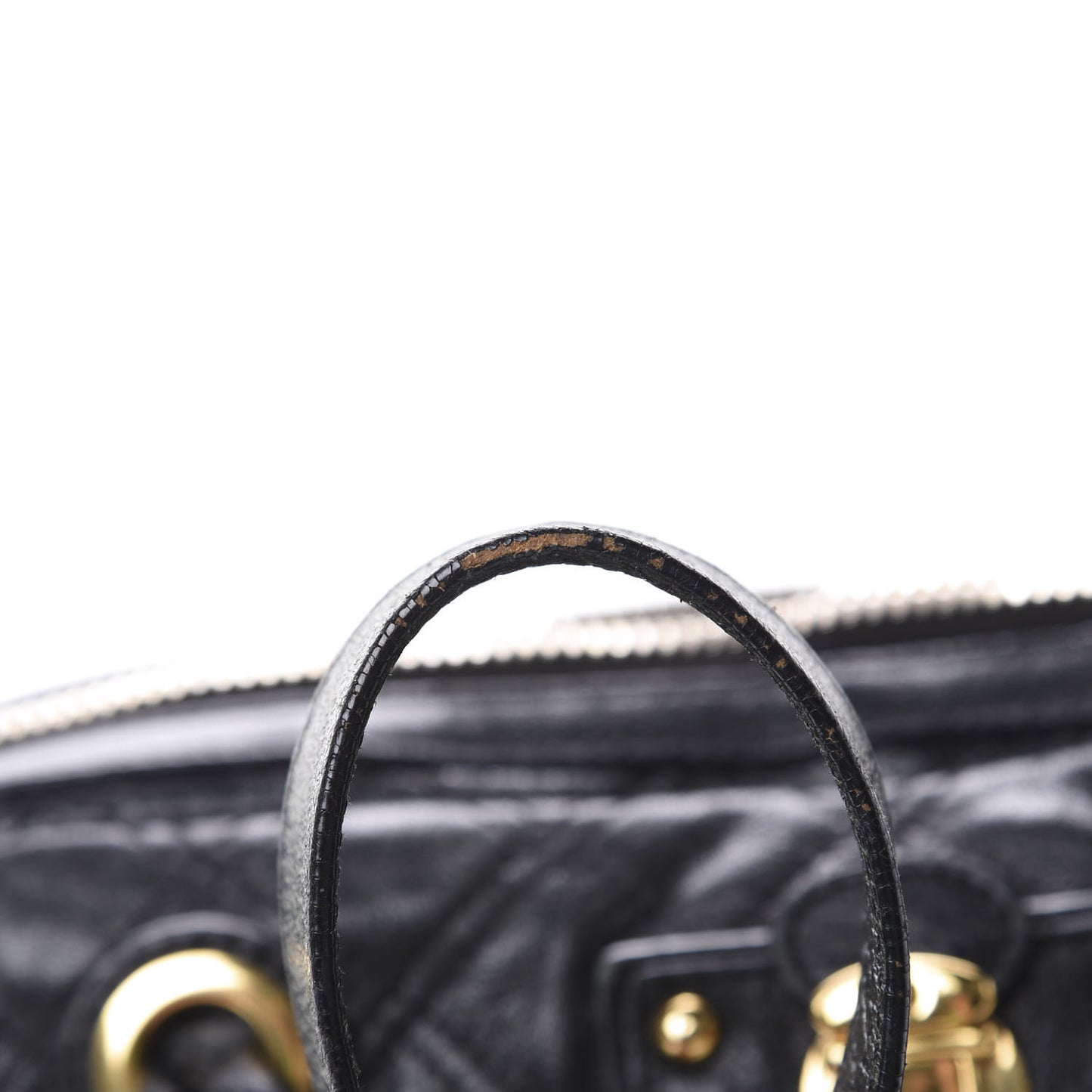 Lacquered Goatskin Quilted Karlie Satchel Black
