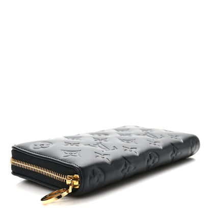 Louis Vuitton Lambskin Embossed Monogram Coussin Zippy Wallet Black 5 of 9