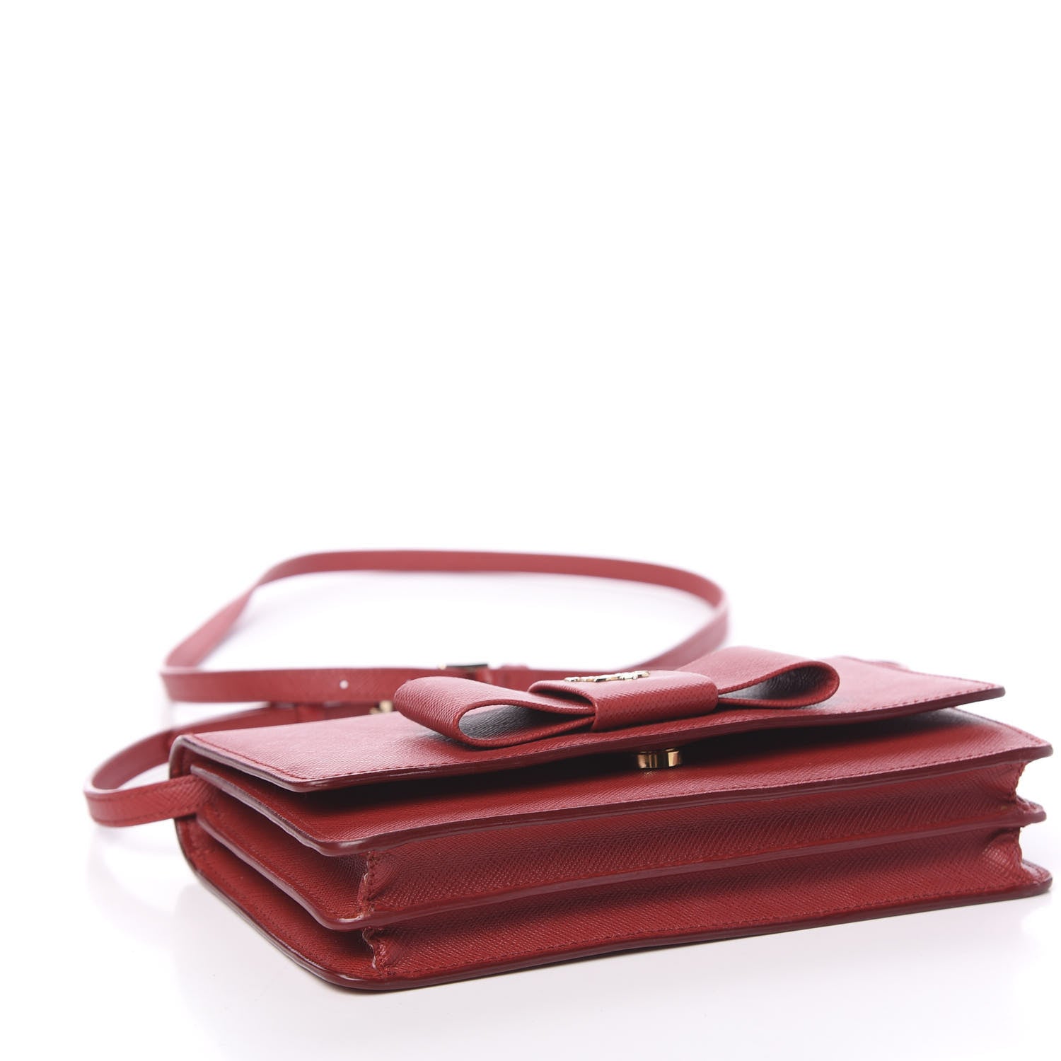 Prada Saffiano Fiocco Bow Flap Wallet Fuoco 4 of 10