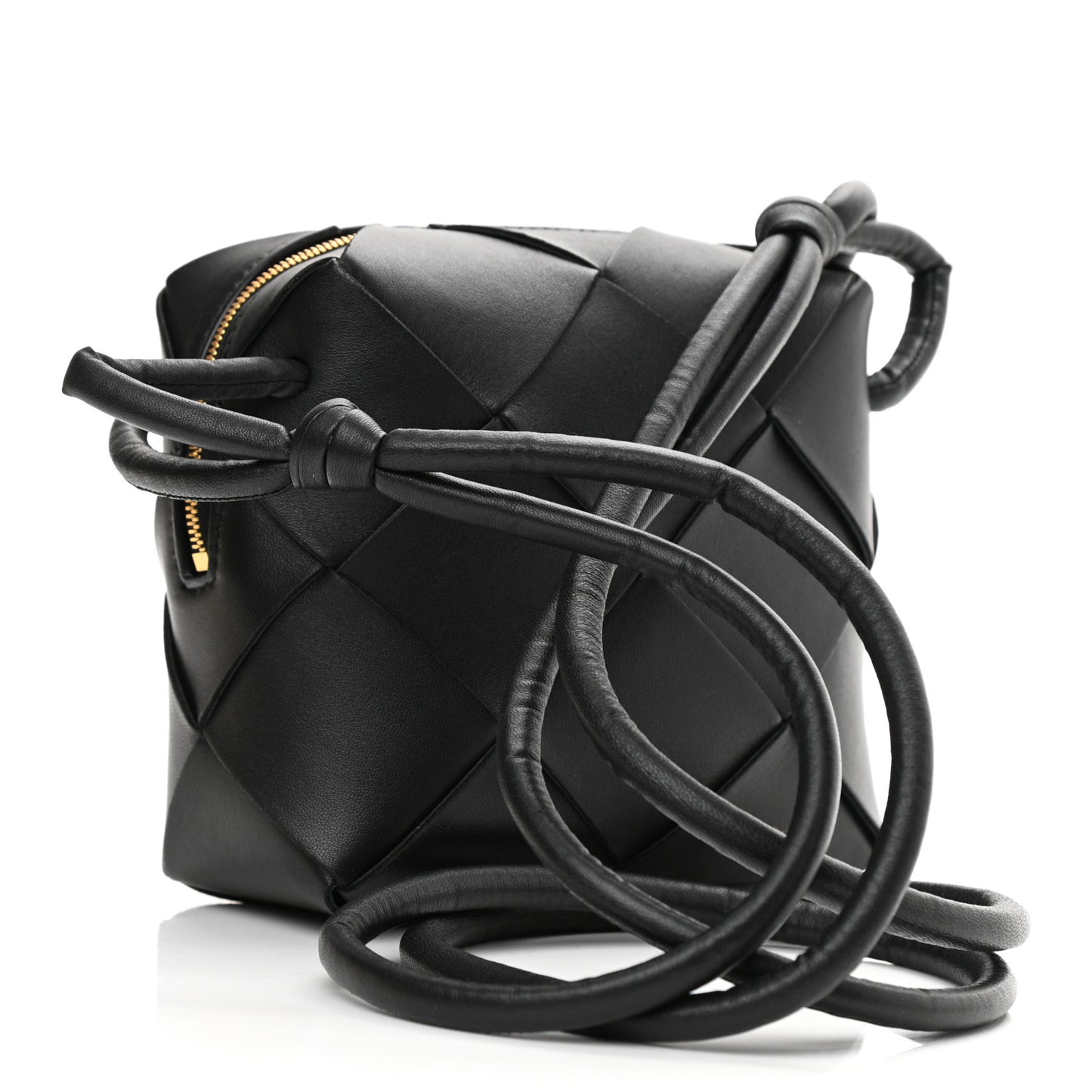 Lambskin Maxi Intrecciato Mini Cassette Camera Bag Black