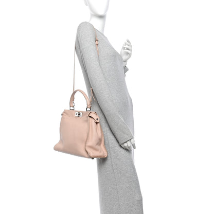 Fendi Cuoio Romano Selleria Bi-Color Medium Peekaboo Iconic Satchel Rosa Plaster Pesca 2 of 10
