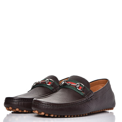 Gucci Calfskin Web Mens Horsebit Driver Loafers 7.5 Cocoa 3 of 10