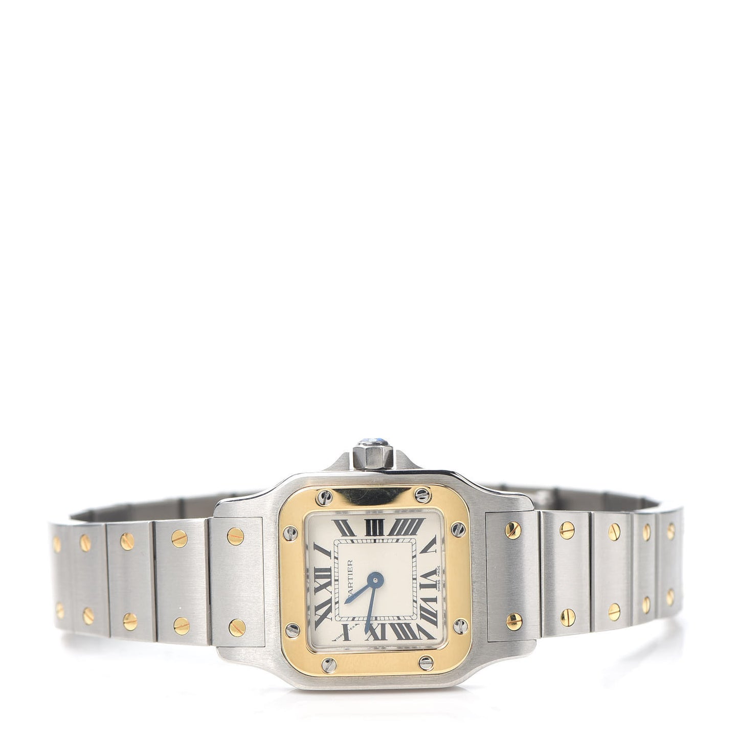 Stainless Steel 18K Yellow Gold 24mm Santos De Cartier Galbee Quartz Watch