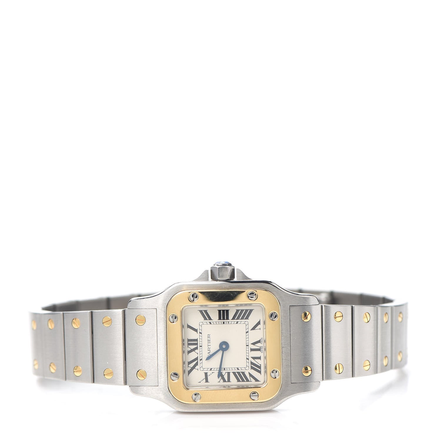 Cartier Stainless Steel 18K Yellow Gold 24mm Santos De Cartier Galbee Quartz Watch 2 of 7