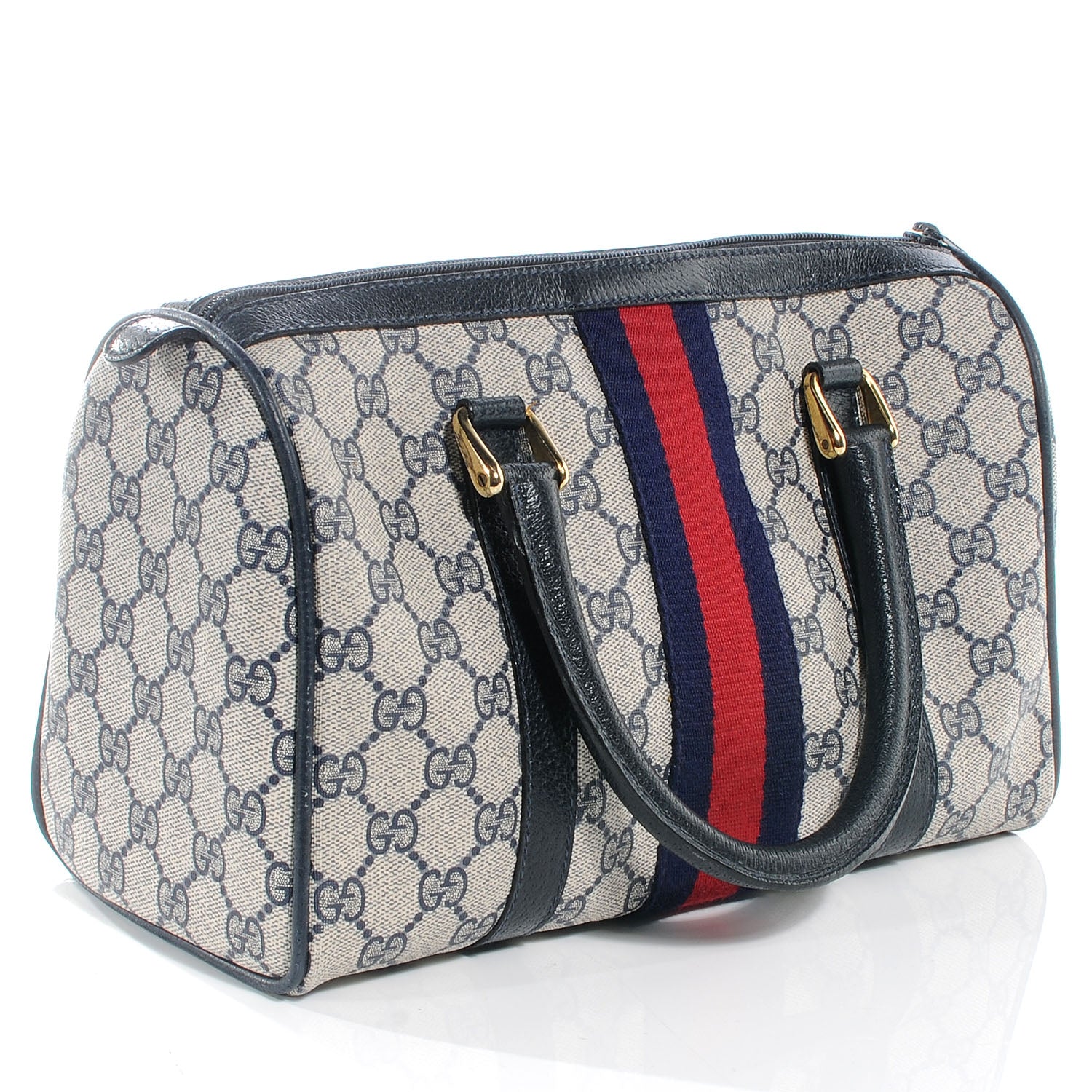 Gucci Monogram Vintage Web Boston Navy 3 of 7