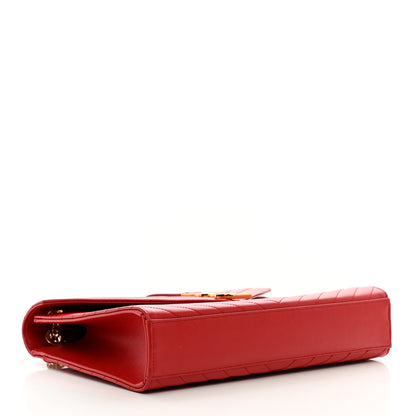 Saint Laurent Grain De Poudre Matelasse Chevron Large Monogram Satchel Lipstick Red 4 of 10