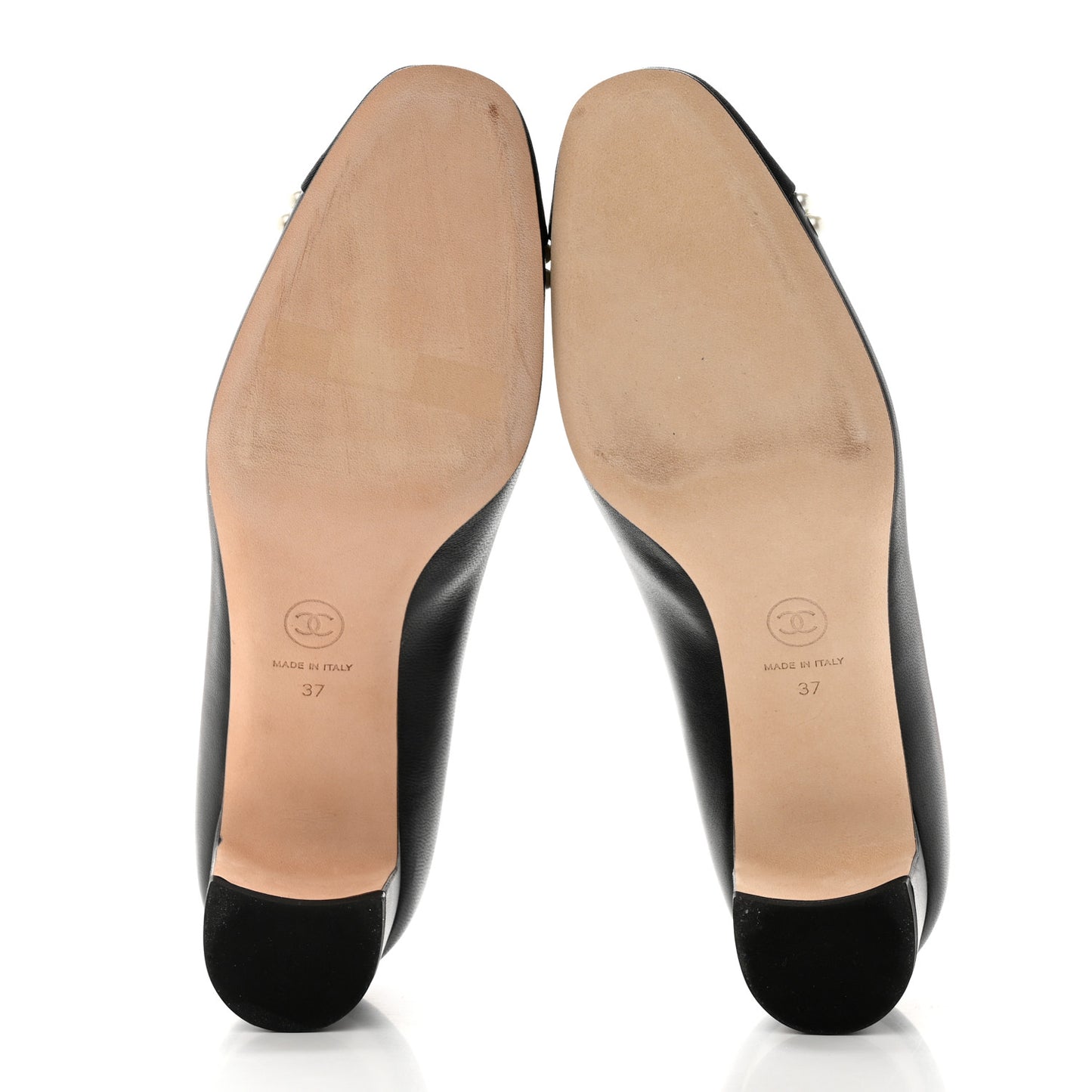 Lambskin Grosgrain Pearl Cap Toe CC Pumps 37 Black