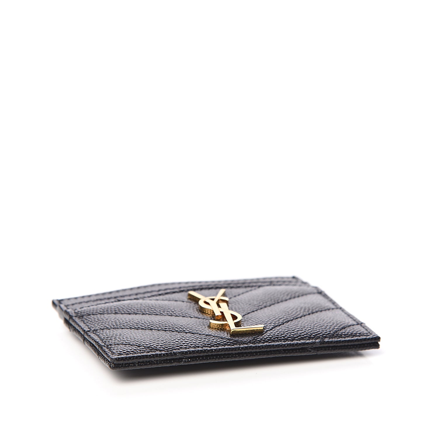 Grain De Poudre Matelasse Chevron Monogram Credit Card Case Black