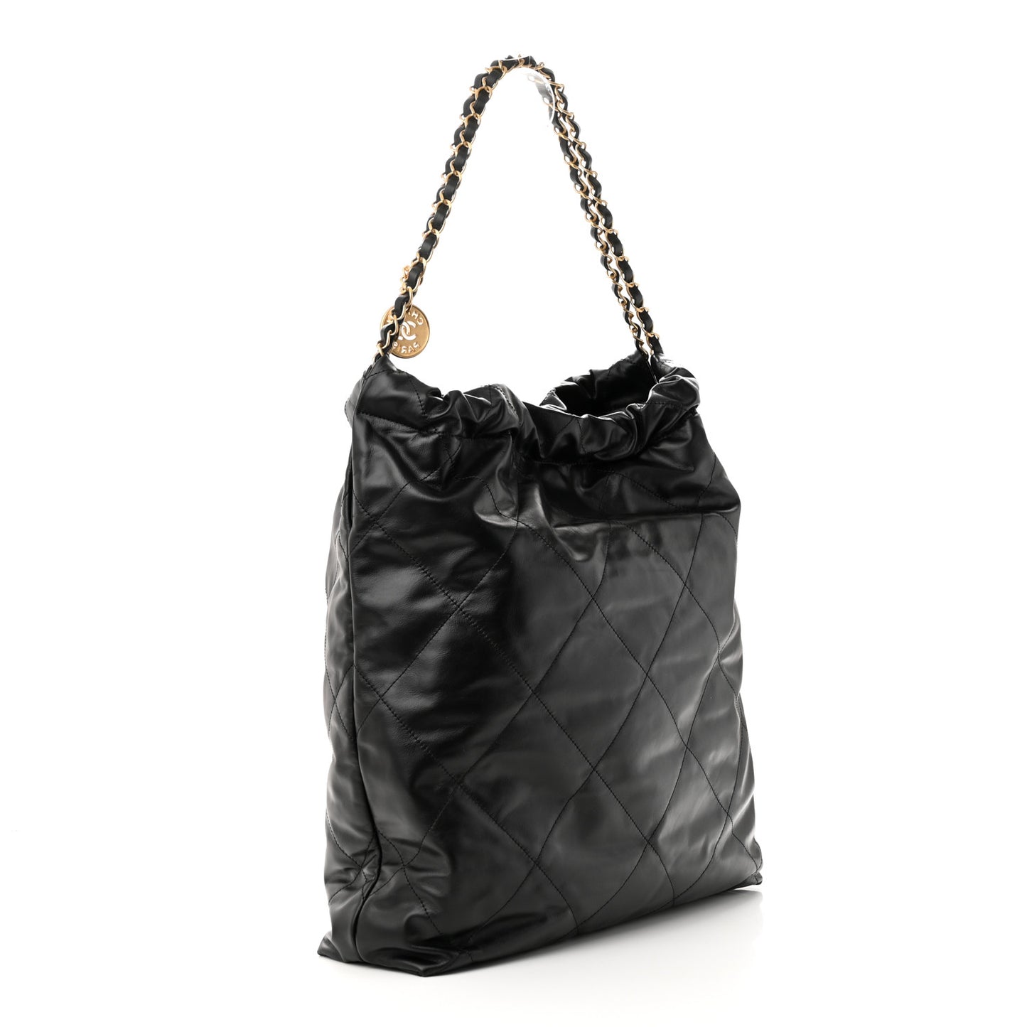 Calfskin Quilted Large Chanel 22 Black