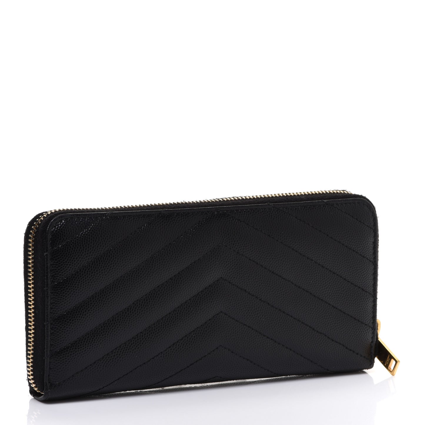 Grain De Poudre Matelasse Chevron Monogram Zip Around Wallet Black