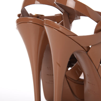 Saint Laurent Patent Tribute 105 Platform Sandals 36 Light Clay 10 of 10