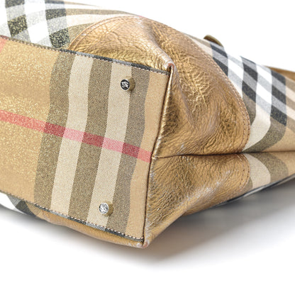 Burberry Shimmer Check Byron Tote Gold 9 of 9