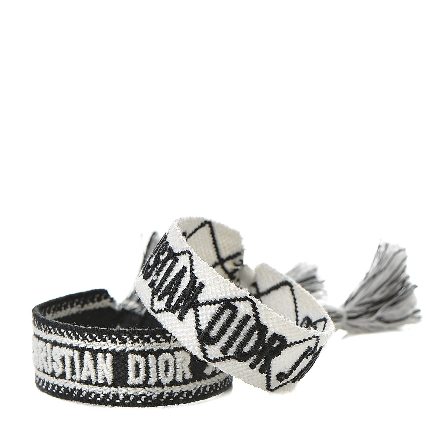 Christian Dior Woven Cotton J'Adior Friendship Bracelet Set Black White 1 of 4
