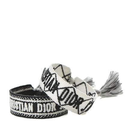 Christian Dior Woven Cotton J'Adior Friendship Bracelet Set Black White 1 of 4