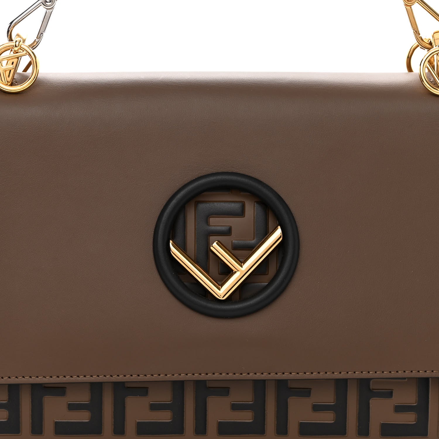 Fendi Vitello Century F is Fendi Bi-Color FF 1974 Embossed Kan I Shoulder Bag Maya Black 8 of 10