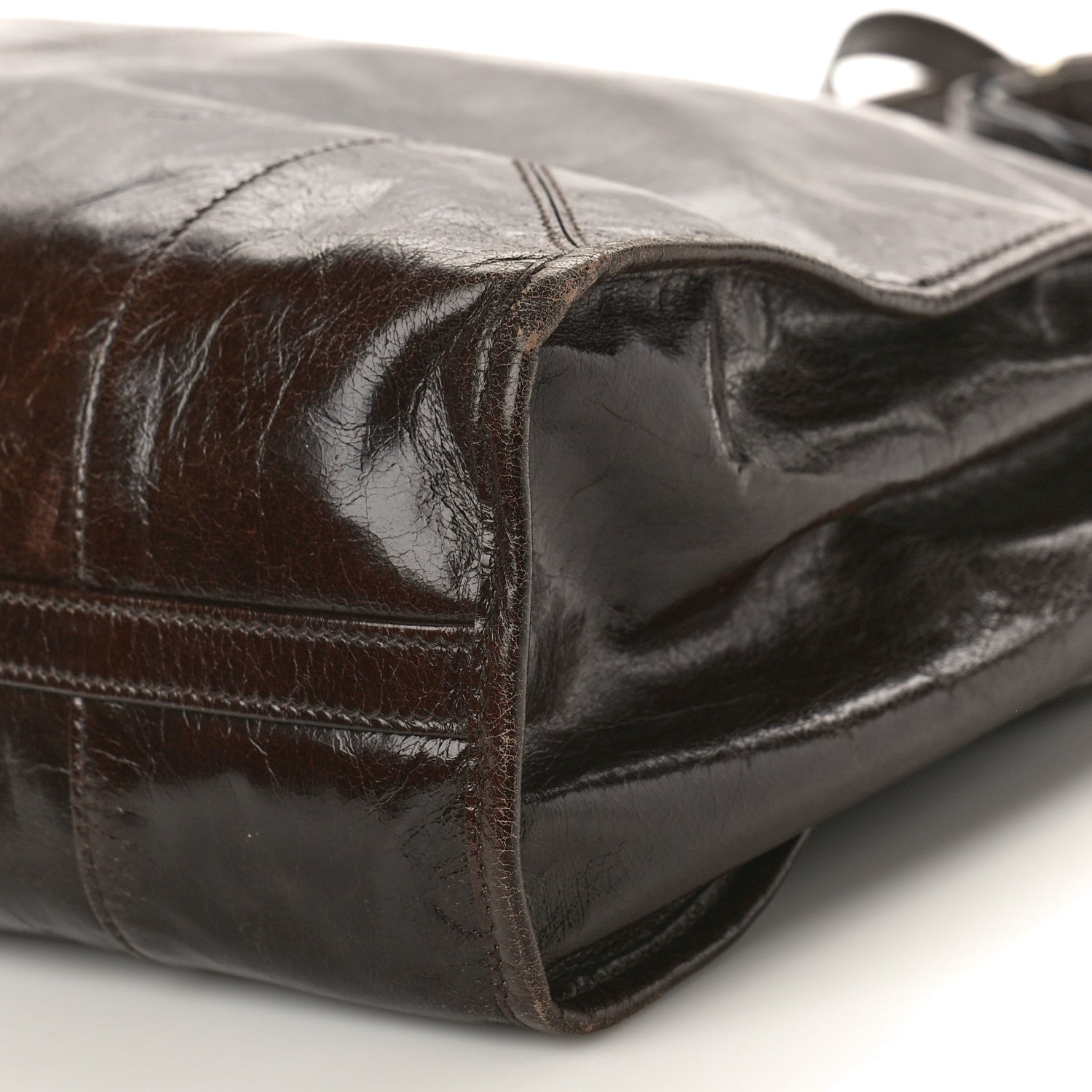 Prada Shiny Nappa Large Bonnie Shoulder Bag Dark Brown 9 of 12