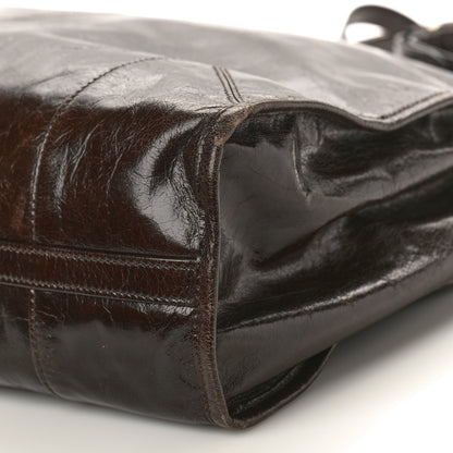 Prada Shiny Nappa Large Bonnie Shoulder Bag Dark Brown 9 of 12