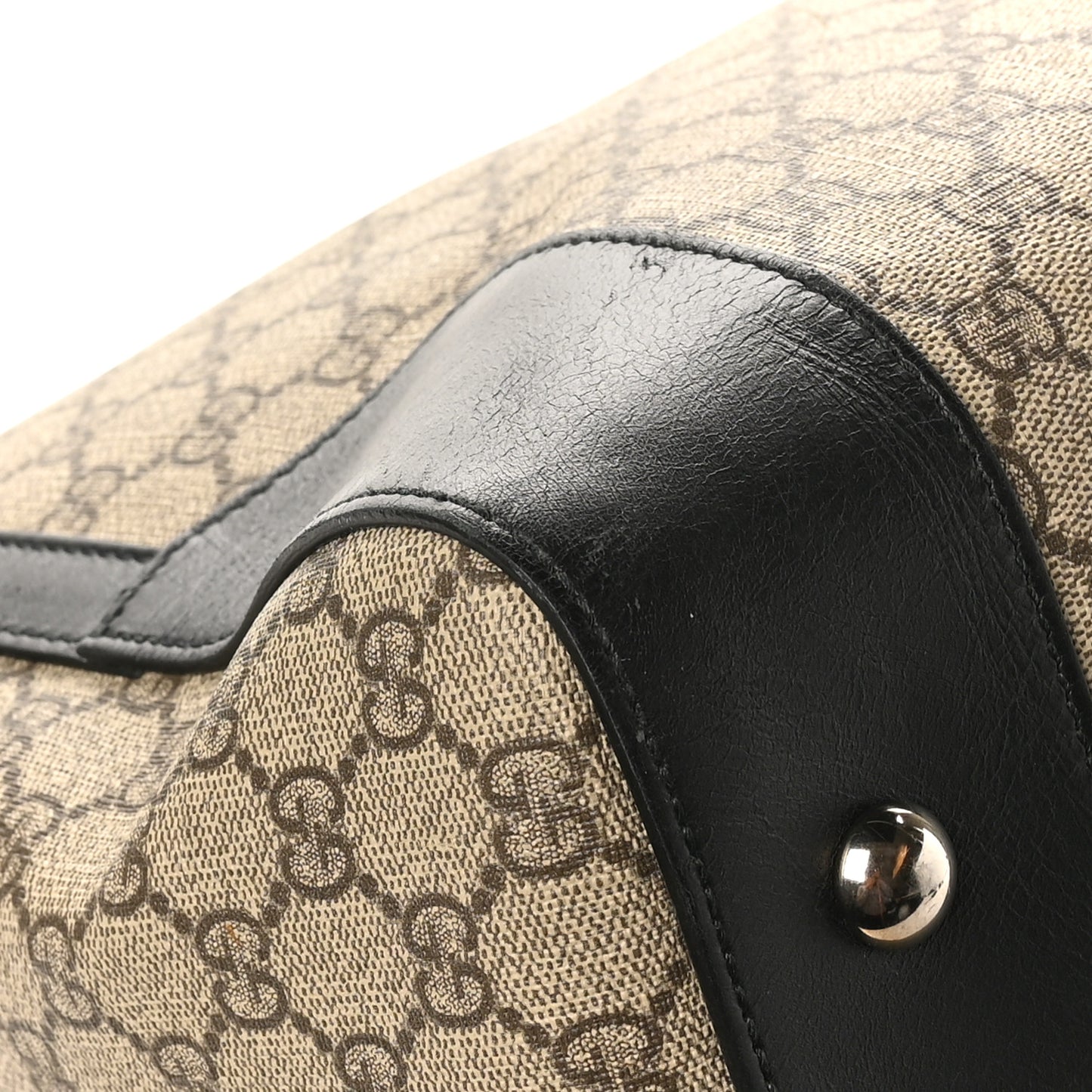 GG Supreme Monogram Selleria Calfskin Large Duffle Beige Ebony Black