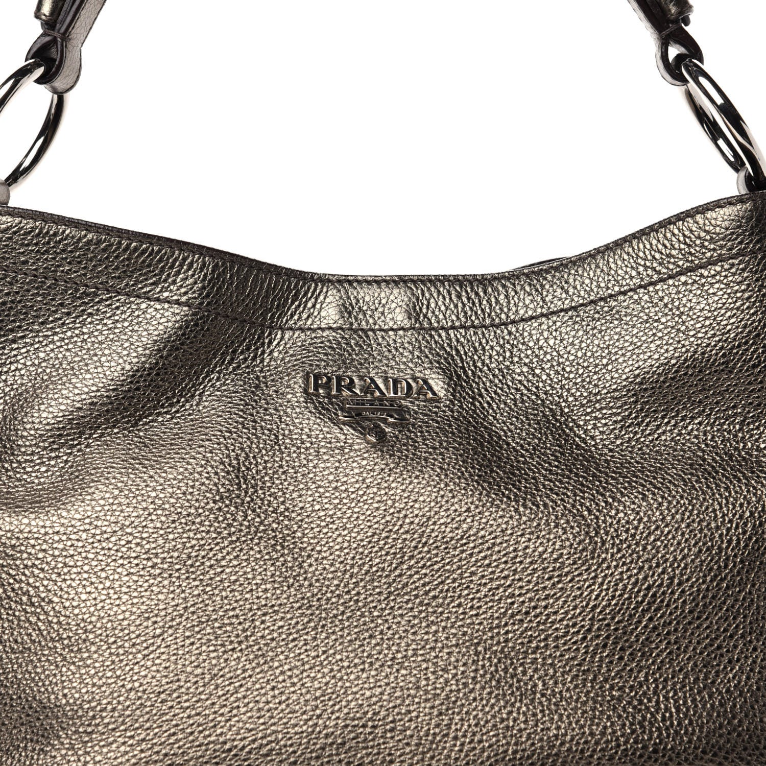 Prada Metallic Vitello Daino Side Pocket Hobo Gold 9 of 9
