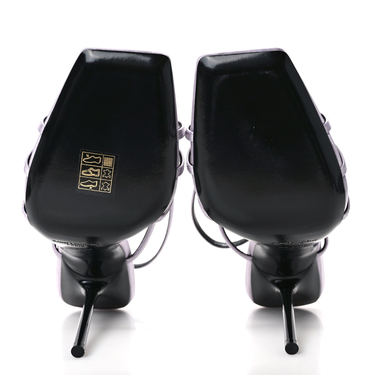 Saint Laurent Crepe Satin Baliqua 105 Ankle Strap Sandals 38 Poly Grey 5 of 8