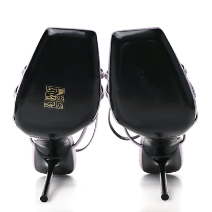 Saint Laurent Crepe Satin Baliqua 105 Ankle Strap Sandals 38 Poly Grey 5 of 8