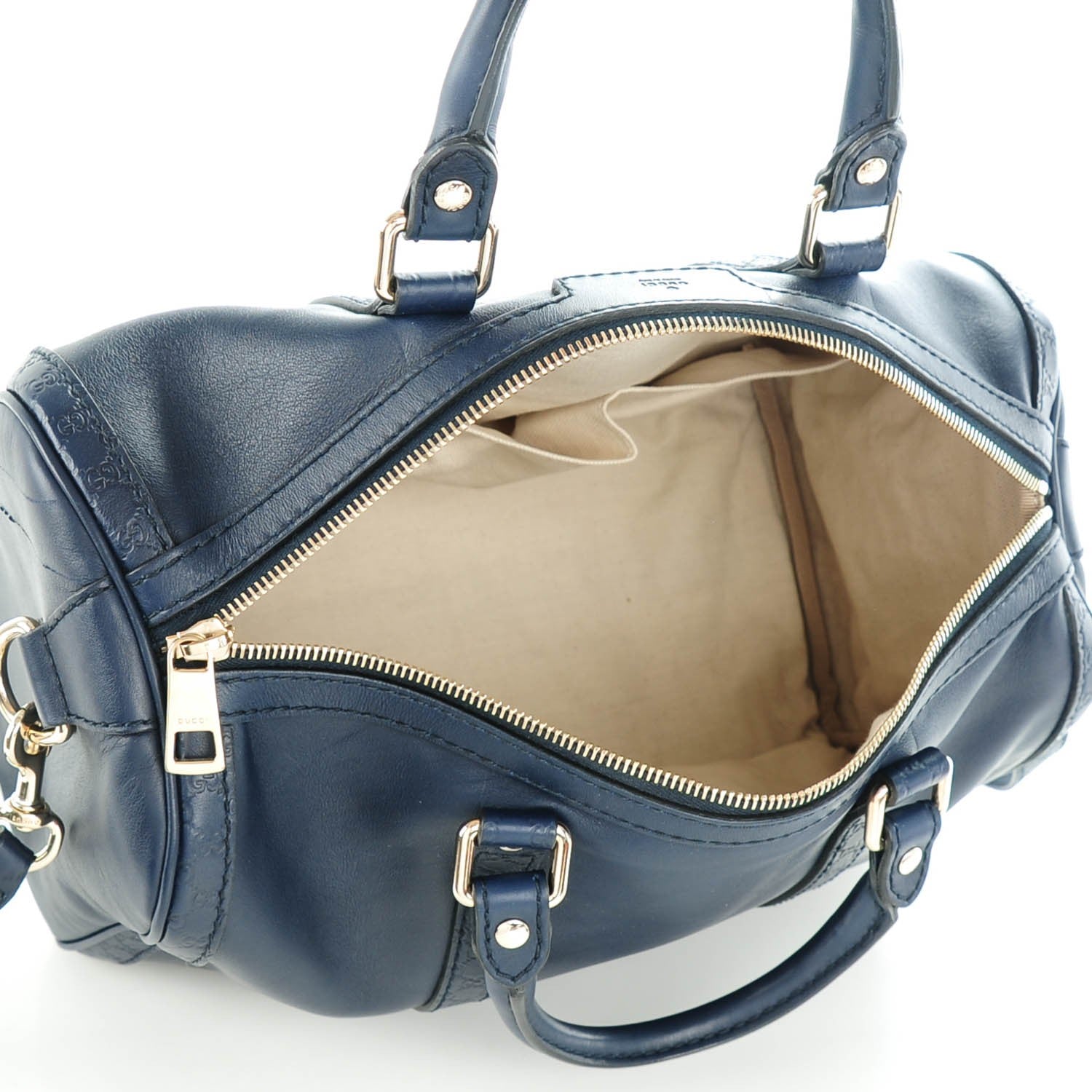 Gucci Calfskin Microguccissima Trim Medium Boston Blue Sapphire 7 of 10