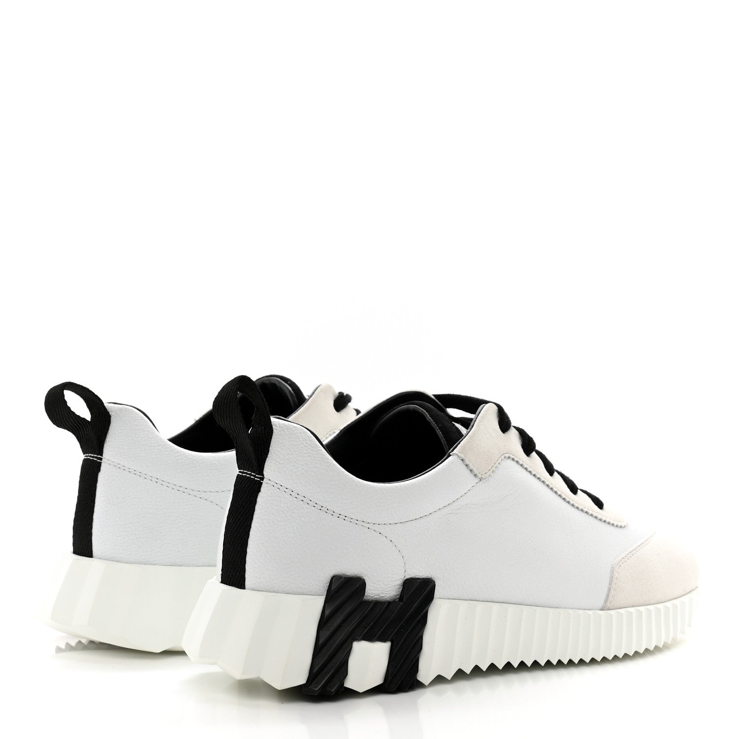 Hermes Goatskin Suede Goatskin Bouncing Sneakers 36 White Black 4 of 8
