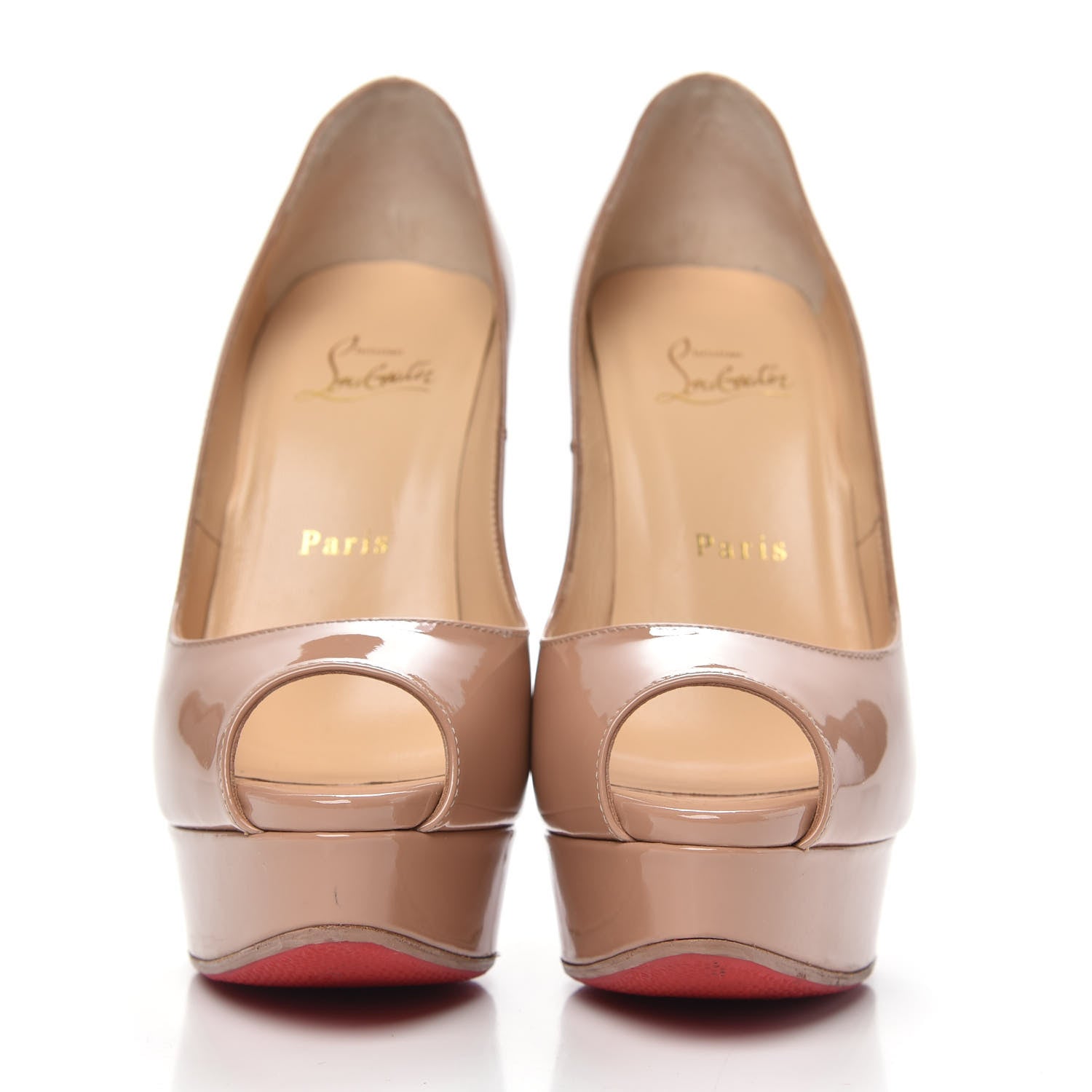 Christian Louboutin Patent Lady Peep 150 Pumps 37.5 Nude 2 of 8