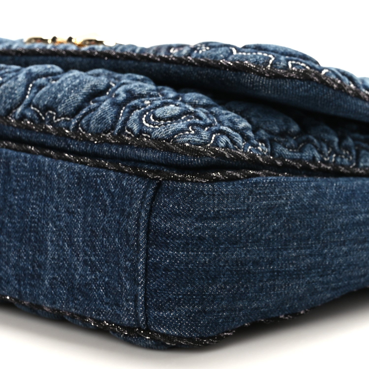 Salvatore Ferragamo Denim Quilted Gancini Flap Bag Blue 9 of 9